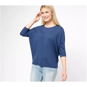 Barefoot Dreams Butterchic Knit Light Dolman Pullover 1X Indigo‎ Heather